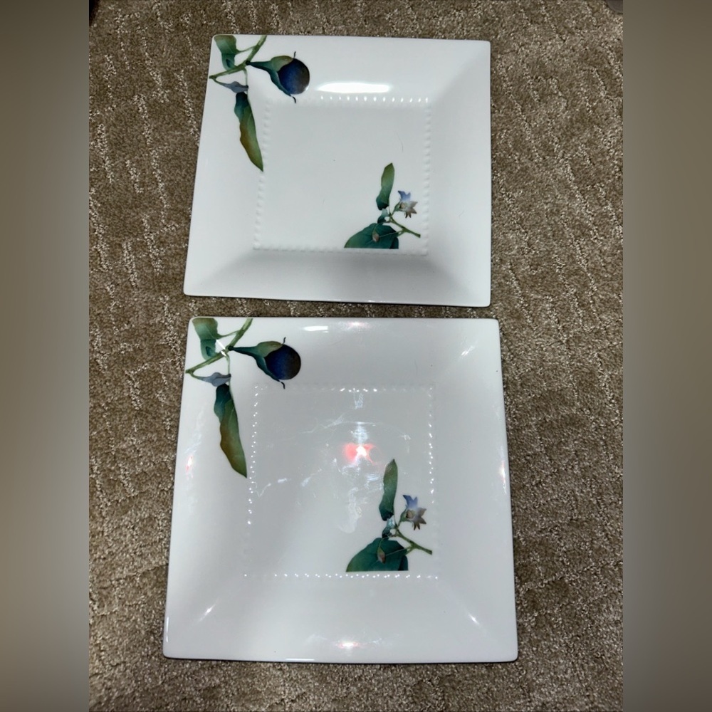 Noritake Kyoka Shunsai Kamo Eggplant 23Cm Square Plates 9x9 (2)